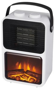 Șemineu electric - imitație de flacără - alb, 13,5 x 21 x 36 cm, 600/1200W