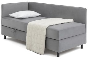Pat gri tapițat cu spațiu de depozitare cu saltea 120x200 cm Avela – Bonami Selection