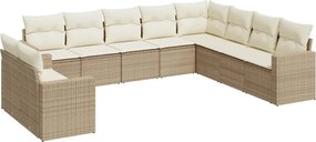 vidaXL Set canapele de grădină cu perne, 10 piese, bej, poliratan