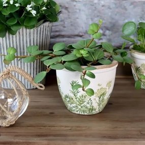 Ghiveci din ceramică cu imprimeu floral, verde, H13/D15 cm, „Laval”