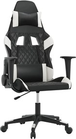 vidaXL Scaun de jocuri cu masaj, negru și alb, piele ecologică