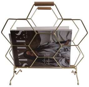 Suport din metal pentru reviste PT LIVING Honeycomb, auriu