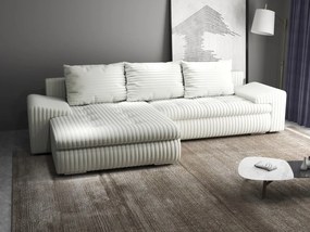 Colțar extensibil dumonde cu ladă de depozitare si sezut confortabil din spuma high-density, Leonardo Ambience Ivory 260x185 cm