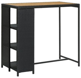 vidaXL Masă de bar cu raft de depozitare negru 120x60x110 cm poliratan