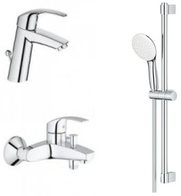 Set baterie lavoar baterie cada dus si set dus Grohe Eurosmart New S crom lucios