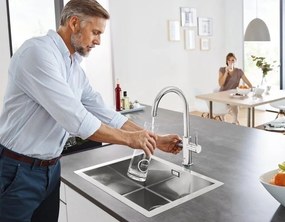 Grohe Blue Home Ondus Baterie de bucatarie cu sistem de filtrare, racire si acidulare, pipa C, cupru mat (brushed warm sunset)