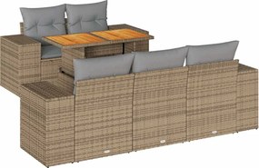 vidaXL Set canapele de grădină cu perne, 6 piese, bej, poliratan