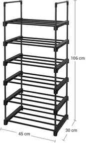 Suport Pentru Incaltaminte Cu 6 Niveluri, Negru, 45 Cm