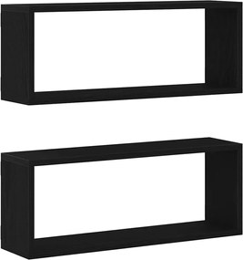 vidaXL Șemele de perete cu raft 2 pcs Stejar Negru 60 x 15 x 23 cm