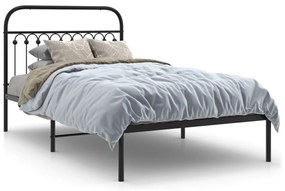 376596 vidaXL Cadru de pat din metal cu tăblie, negru, 107x203 cm