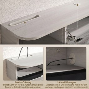 HOMCOM Mobilier TV Suspendat cu 2 Rafturi Deschise și un Dulăpior cu Ușă Rabatabilă, 120x26x16 cm, Gri | Aosom Romania