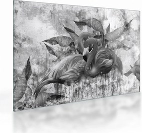 Tablou pe sticlă - Graffiti cu flamingo (70x50 cm)