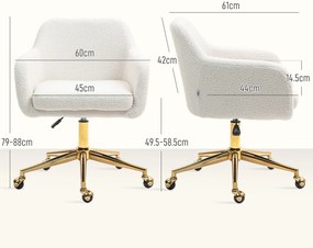 HOMCOM Scaun de birou fotoliu de birou cu role înălțime reglabilă șezut pivotant la 360° 60 x 61 x 79-88 cm crem | Aosom Romania