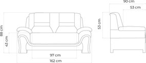 Canapea lemn masiv de birou Toronto 2 locuri Personalizabila, 162 × 90 × 88 cm