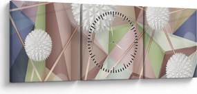 Tablou - 3D abstract culori pastel (cu ceas) (90x30 cm)