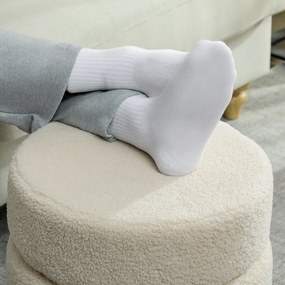 HOMCOM Taburet, rotund, teddy-fleece, până la 120kg, Φ40x45H cm, Bej | Aosom Romania