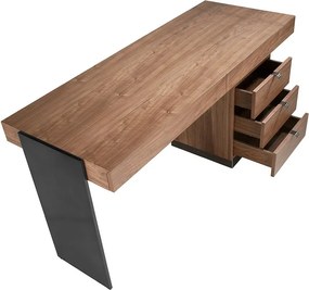 Birou elegant design LUX furnir de nuc si otel Office Walnut