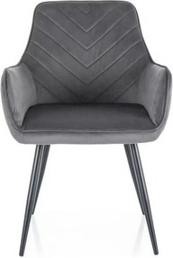 Scaun FIG, gri/negru, stofa catifelata/metal, 57x47x85 cm