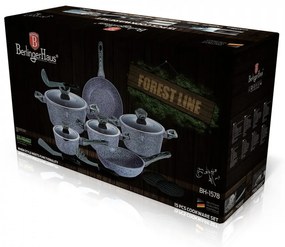 Set oale si tigai marmorate (15 piese) din aluminiu forjat Forest Dark Gray Line Berlinger Haus BH 1578
