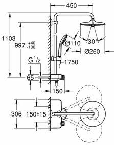 Coloana de dus cu baterie termostatata Grohe Euphoria 260 Mono