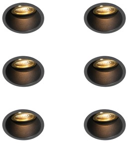 Set de 6 spoturi încastrate moderne negre cu auriu rotative și înclinabile - Alloy