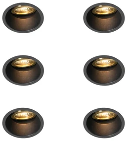 Set de 6 spoturi încastrate moderne negre cu auriu rotative și înclinabile - Alloy