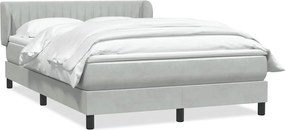 vidaXL Pat box spring cu saltea, gri deschis, 160x220 cm, catifea