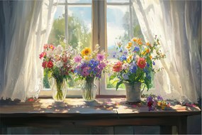 Tablou - Buchet la fereastră (90x60 cm)