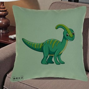 Perna Decorativa Parasaur Verde, 40x40 cm, Verde, Husa Detasabila, Perna Inclusa, BEKZ®