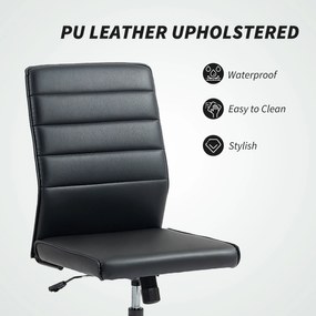 Scaun de birou ergonomic și ajustabil HOMCOM cu spătar curbat, din piele PU și oțel, 58x53x97-107 cm, Negru | Aosom Romania