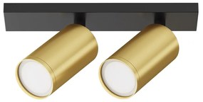 Aplica de perete / tavan cu 2 spoturi directionabile design tehnic Focus S negru, auriu mat