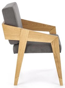 Fotoliu Frieda, gri/stejar