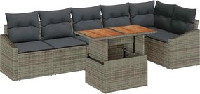 vidaXL Set de masă pentru grădină cu pernă 7 pcs Gri și Brown