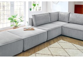 Colțar gri deschis cu tapițerie din catifea reiată (în formă de "U"/cu colț variabil) Nihad modular – Bobochic Paris