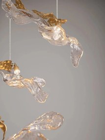 Lustra casa scarii LED otel auriu si sticla transparenta AVESA
