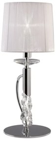 Veioza, Lampa de masa eleganta Tiffany crom/ abajur alb