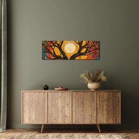 Tablou - Soarele în coroana arborelui vieții (cu ceas) (90x30 cm)