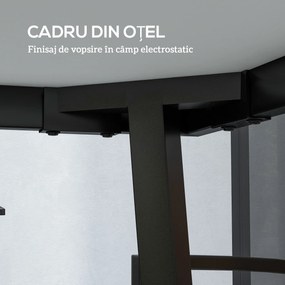 Outsunny Masă de Patio, Masă de Balcon, Masă de Dining pentru Exterior 145 x 85 cm pentru 6 Persoane cu Efect de Lemn, Cadrul din Oțel, Gri | Aosom Romania