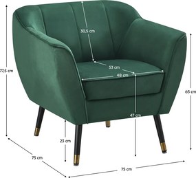 Fotoliu de design, ţesătură Velvet verde/negru/aurie, VIODA