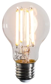 Bec inteligent E27 cu LED, reglabil în Kelvin, A60, transparent, 7W, 806 lm, 1800-3000K