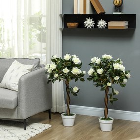 Outsunny Plantă Artificială de Trandafir cu 21 de Flori Ø18x90 cm Portocaliu cu Vas | Aosom Romania