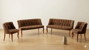 Set canapea 2 persoane cu 2 fotolii, Cafe Homs maro