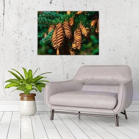 Tablou pe sticlă cu con de brad (70x50 cm)