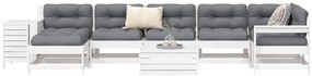 vidaXL Set canapea de grădină, 9 piese, alb, lemn masiv de pin