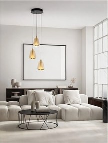 Lustra moderna cu 3 pendule LED, Metal, Sticla, Champaign, ALISH