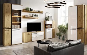 Living Molto A1/Biblioteca, 335 cm x 195 cm x 37 cm, artisan cu alb