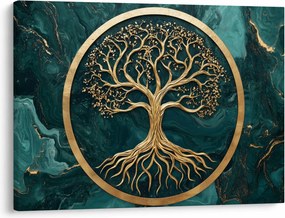 Tablou – Arborele vieții auriu în marmură (70x50 cm)