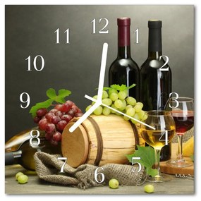 Ceas de perete din sticla pătrat Vin Struguri Alimente și băuturi Multi-colorat