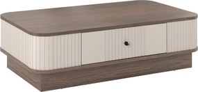 Măsuță de cafea Vesper 103x60 cm cu sertar pe plintă - cashmir / nuc / mâner negru