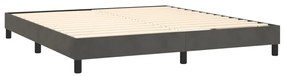 Pat box spring cu saltea, gri inchis, 160x200 cm, catifea Morke gra, 160 x 200 cm, Design cu nasturi